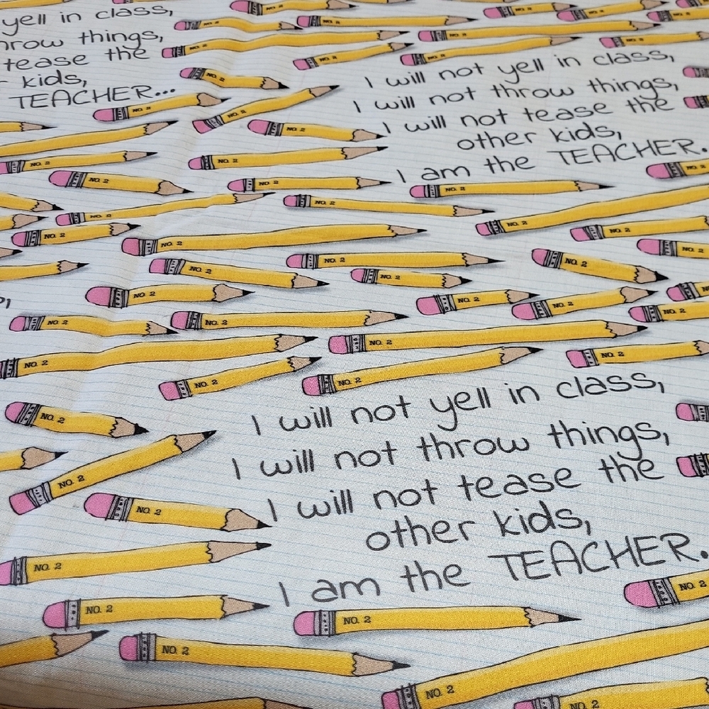 Teacher Themed Pencil Fabric - Qty 1 yard